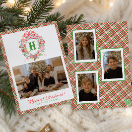 Plaid 12 Days of Christmas Monogram Crest Foto Julkort