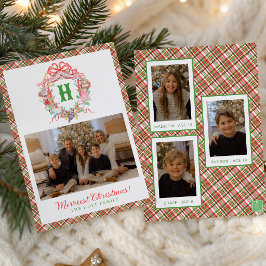 Plaid 12 Days of Christmas Monogram Crest Foto Julkort
