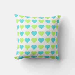 Plaid and Hearts Blue Yellow Pattern with white Kudde