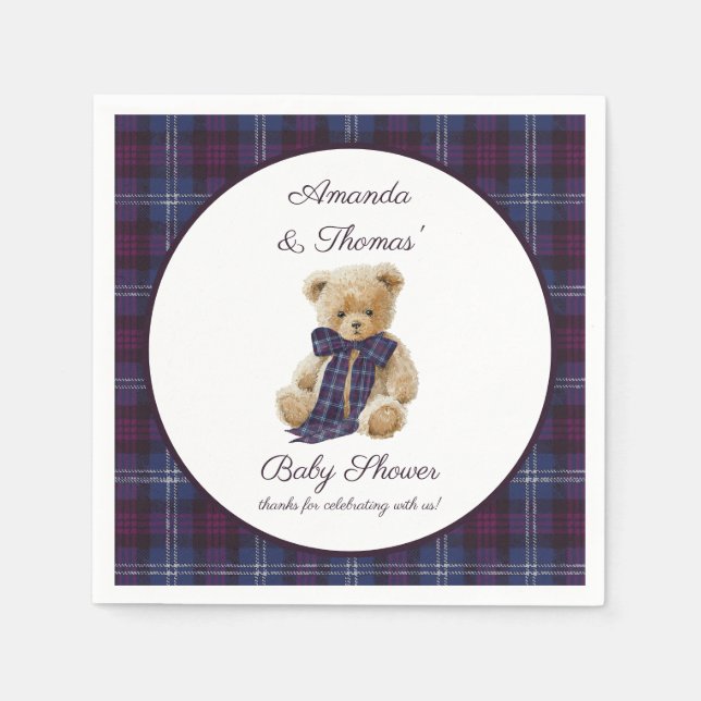 Plaid Bear Themed Baby Shower  Pappersservett (Framsidan)