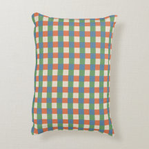 Plaid Beige Green Red Accent Pillow