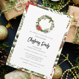 Plaid Blommig Röda Bär Julfest Tartan Inbjudningar