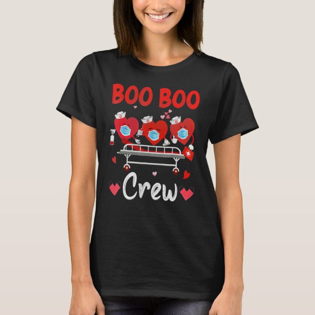 Plaid Boo Boo Crew Valentine's Day Heart Nurse Wea T Shirt (Framsida)