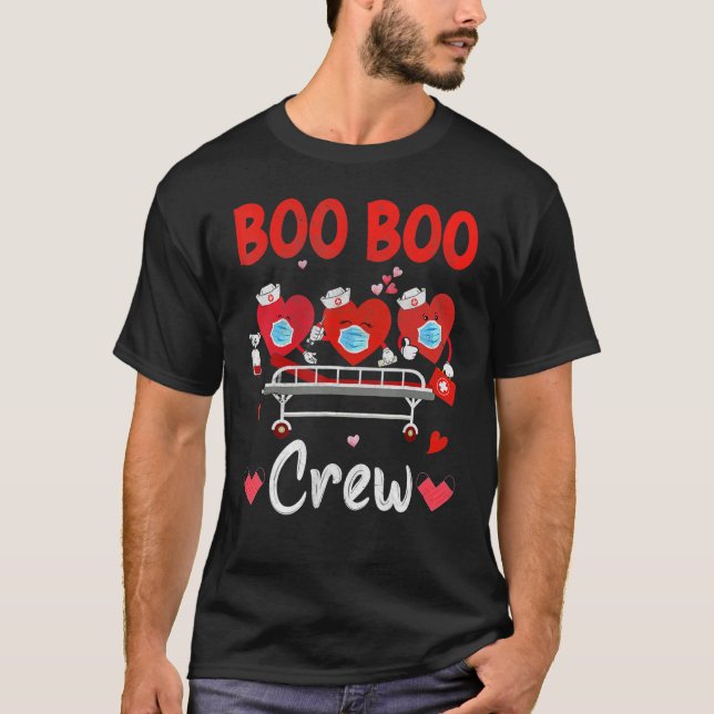 Plaid Boo Boo Crew Valentine's Day Heart Nurse Wea T Shirt (Framsida)