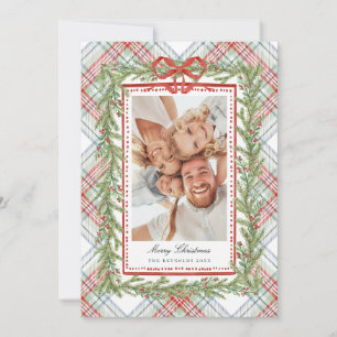 Plaid Bow Familjefoto Jul Holiday Julkort