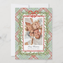 Plaid Bow Family Photo Christmas Holiday  Julkort