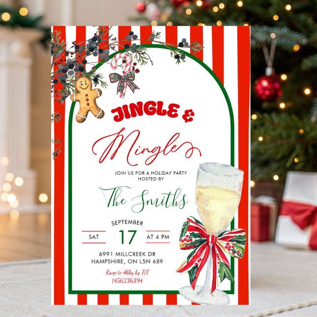 Plaid Bow Preppy Jingle och Mingle Julfest Inbjudningar (Skapare uppladdad)