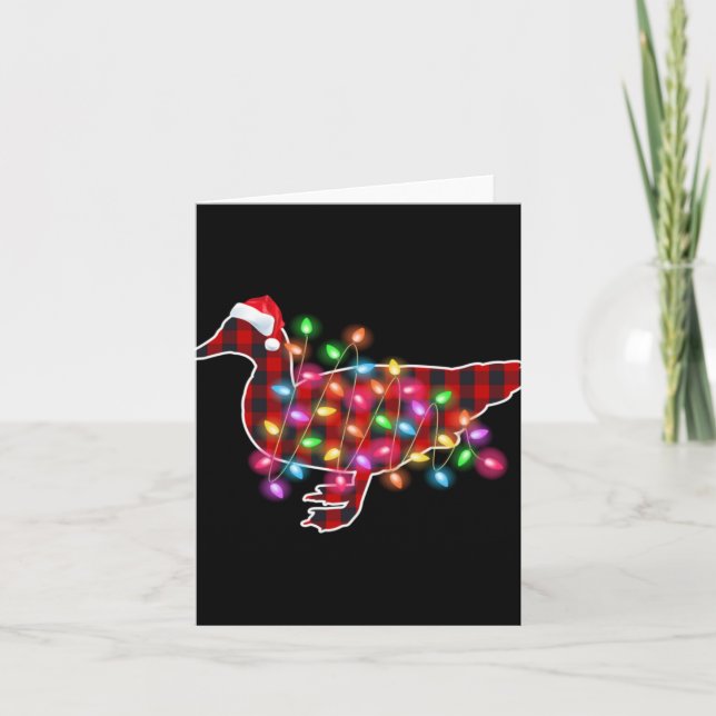 Plaid Buffalo Duck Christmas Pajamas Xmas Lights F Kort (Framsida)