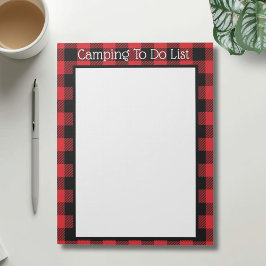 Plaid Camping Att Göra-Lista Anpassad Anteckningsblock