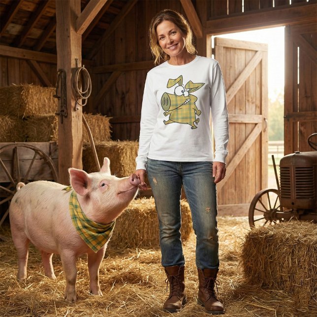 Plaid Cartoon Pig Funny Tartan Farm Animal T Shirt (Skapare uppladdad)