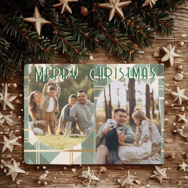 Plaid Christmas Card Arch Design Elegant Holiday  Julkort (Skapare uppladdad)