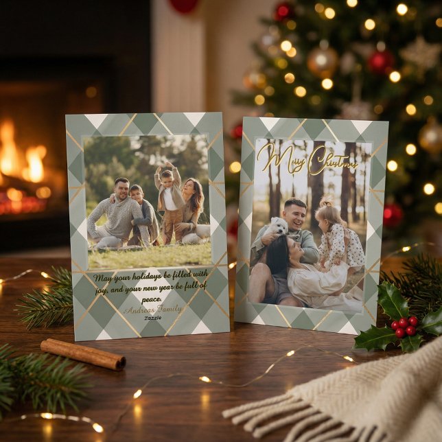 Plaid Christmas Card Elegant Holiday Greeting Julkort (Skapare uppladdad)