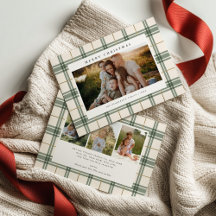 Plaid Christmas Card with Photo