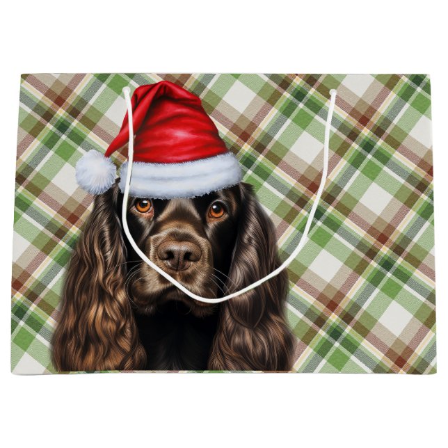 Plaid Christmas Chocolate Cocker Spaniel Dog  (Framsidan)
