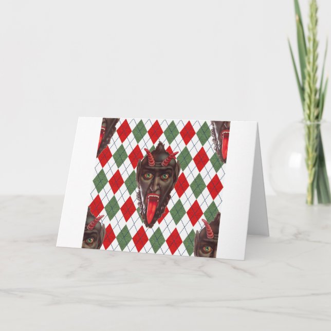 plaid christmas krampus helgkort (Framsida)