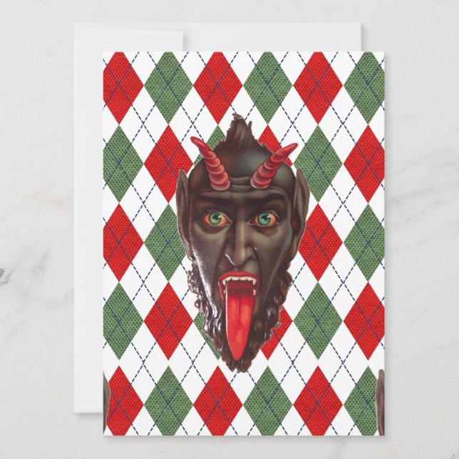 plaid christmas krampus julkort (Framsida)