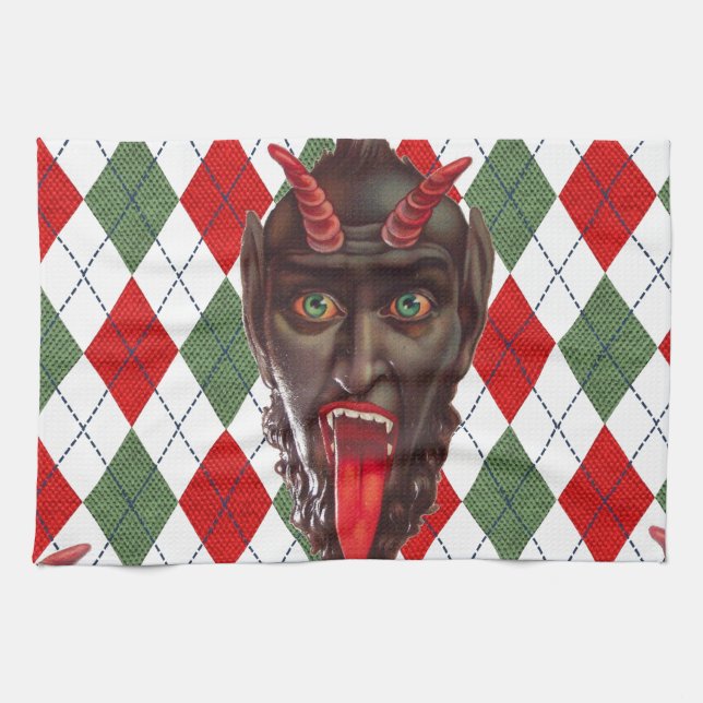 plaid christmas krampus kökshandduk (Horisontell)