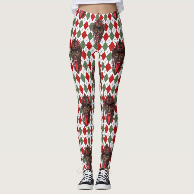 plaid christmas krampus leggings (Framsida)