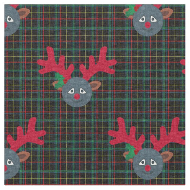 plaid christmas rener måne emoji tyg (Närbild)