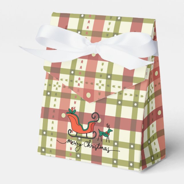 Plaid Christmas Tent Favor Box Presentaskar (Framsidan Sidan)