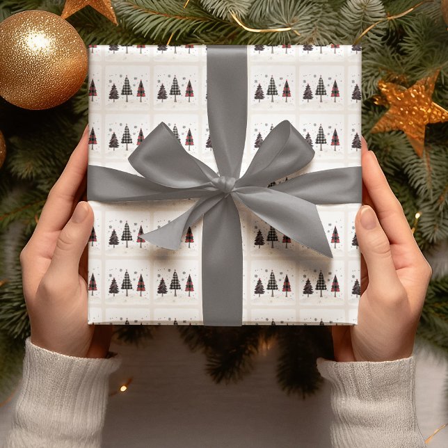 Plaid Christmas Trees Personalized Holiday  Presentpapper (Skapare uppladdad)