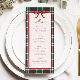 Plaid Christmas Wedding Menu | Holiday Tartan Meny