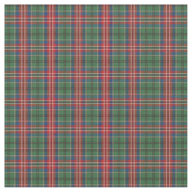 Plaid Clan MacCulloch Tartan Grön Röd Blå Rutig Tyg (Närbild)