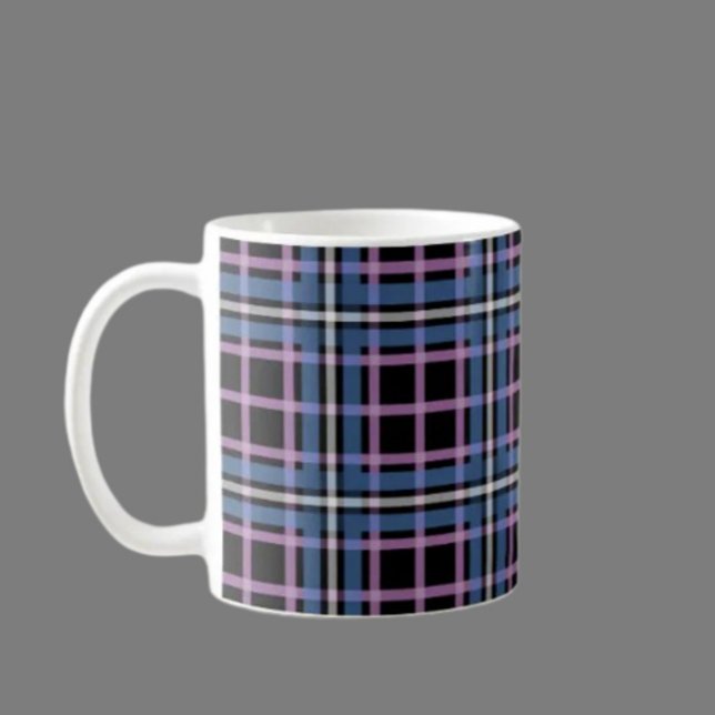 Plaid Classic Mug – Blue & Lavender Checkered Kaffemugg (Skapare uppladdad)