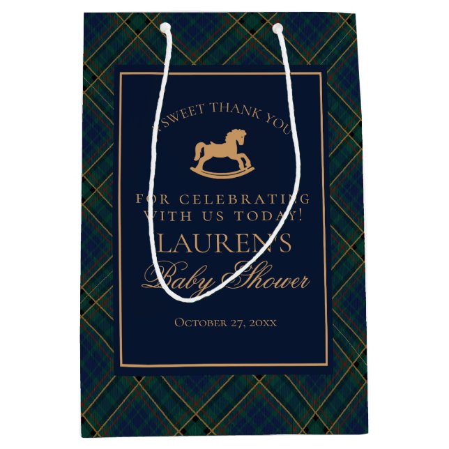 Plaid Classic Rocking Horse Baby Shower Favors (Framsidan)