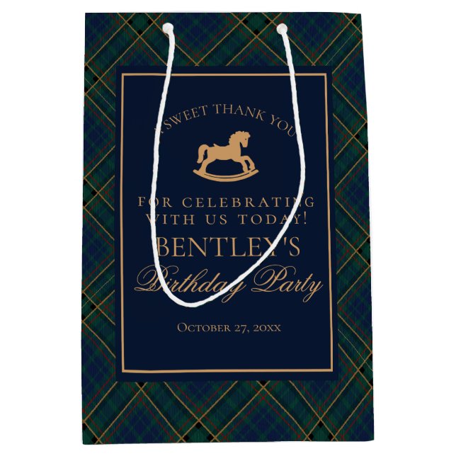 Plaid Classic Rocking Horse Birthday Party Favors (Framsidan)