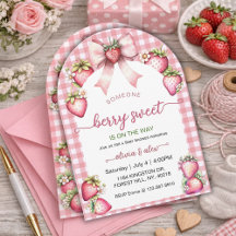 Plaid Coquette Berry Söt Baby Shower Blush Berry