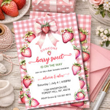 Plaid Coquette Berry Söt Baby Shower Rosa Berry