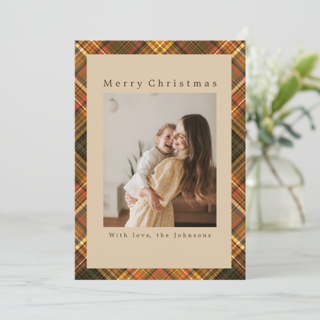 Plaid Custom Photo Christmas Julkort (Stående Fram)