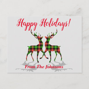 Plaid Deer God Jul Julkort Vykort