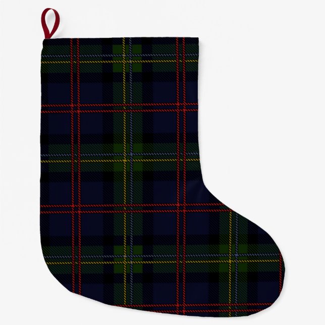 Plaid Elegant Rustic Holiday Tartan Stor Julstrumpa (Framsidan)