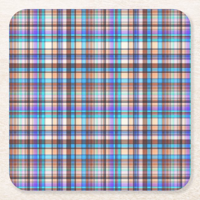Plaid Fabric Checkered Print Pattern-57688 Underlägg Papper Kvadrat (Framsidan)