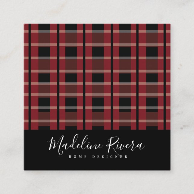 Plaid Fastighets Event Designer Fyrkantigt Visitkort (Framsida)