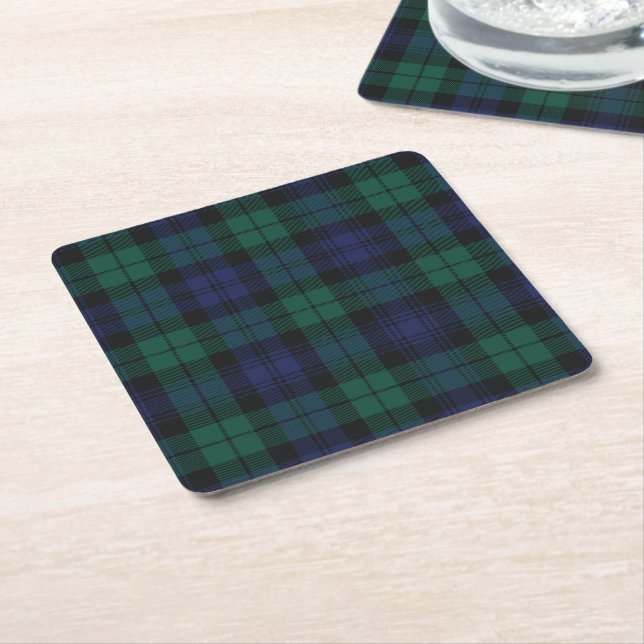 Plaid Festive Classic Rustic Grön Tartan Underlägg Papper Kvadrat (Vinklad)