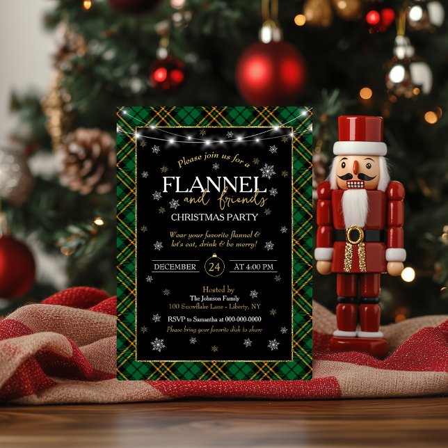 Plaid Flannel och Vänner Julfest  Inbjudningar (Skapare uppladdad)