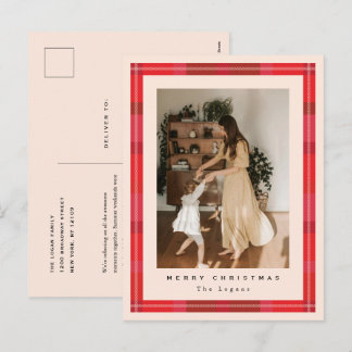 Plaid Frame Holiday Postcard Helg Vykort