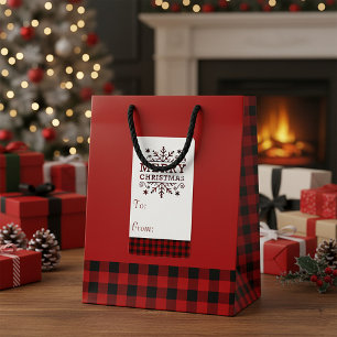 Plaid Glad jul snöflinga presenttagg dekal Fraktsedel