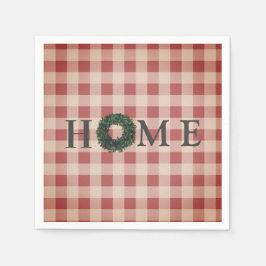 Plaid “HEM” Typografi Stilfullt Farmhouse Land Pappersservett
