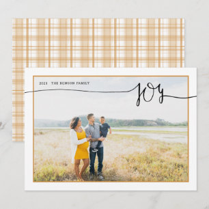Plaid JOY Minimal Script Guld Julkort