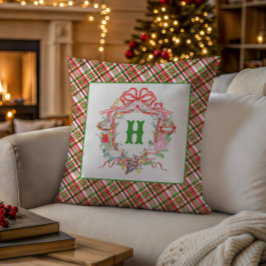 Plaid Julens 12 dagar Monogram Crest Kudde