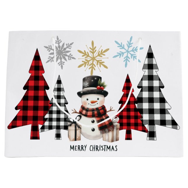 Plaid julgran snöman - Festiv inpackning (Framsidan)