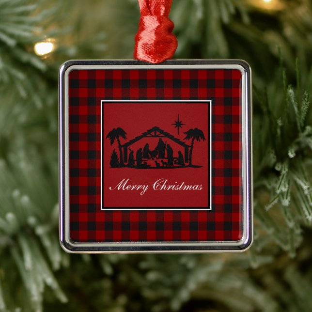 Plaid Julscen Metall Ornament (Träd)