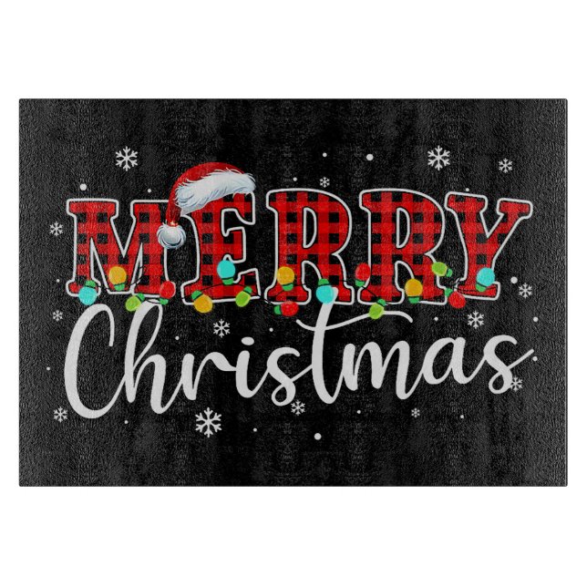 Plaid “MERRY” with Santa Hat and Christmas Lights (Framsidan)