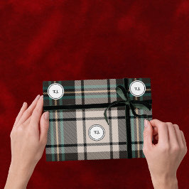 Plaid Monogram Klassiskt Julpresentpapper Presentpapper
