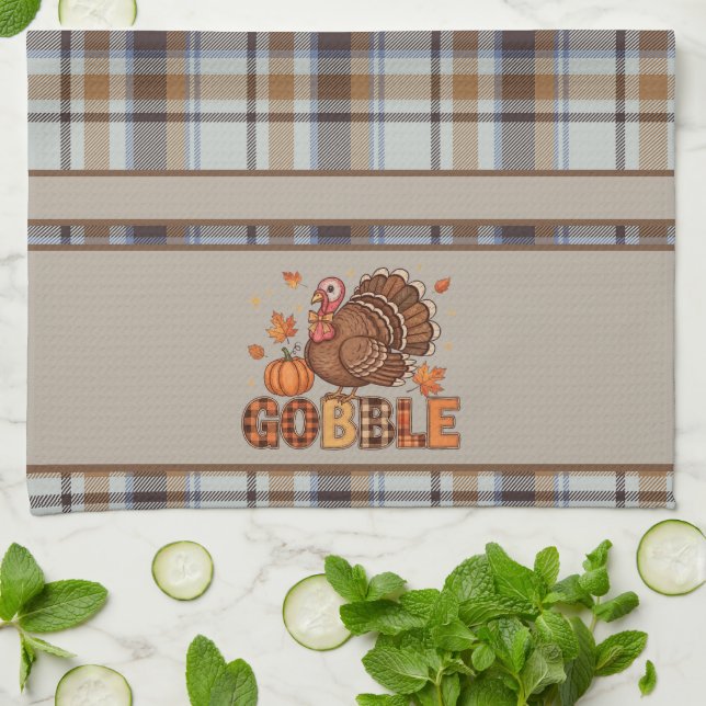Plaid & Playful – Thanksgiving Turkey  Kökshandduk (Vikta)