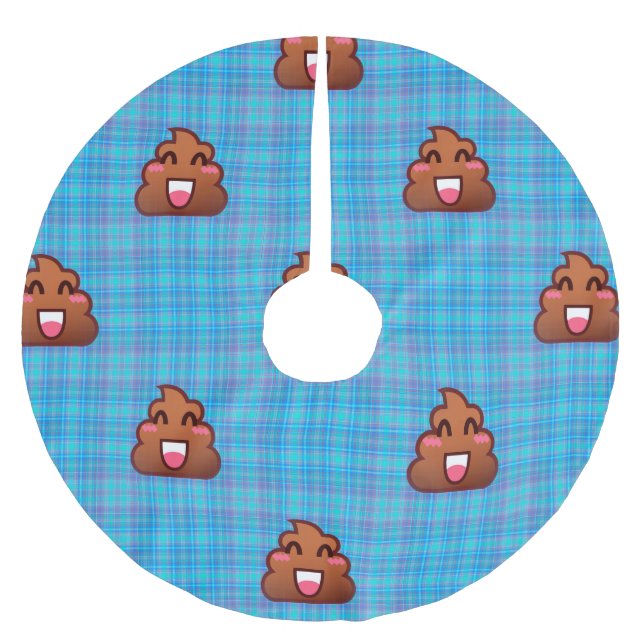 plaid poop emoji julafton julgran skirt julgransmatta borstad polyester (Framsidan)